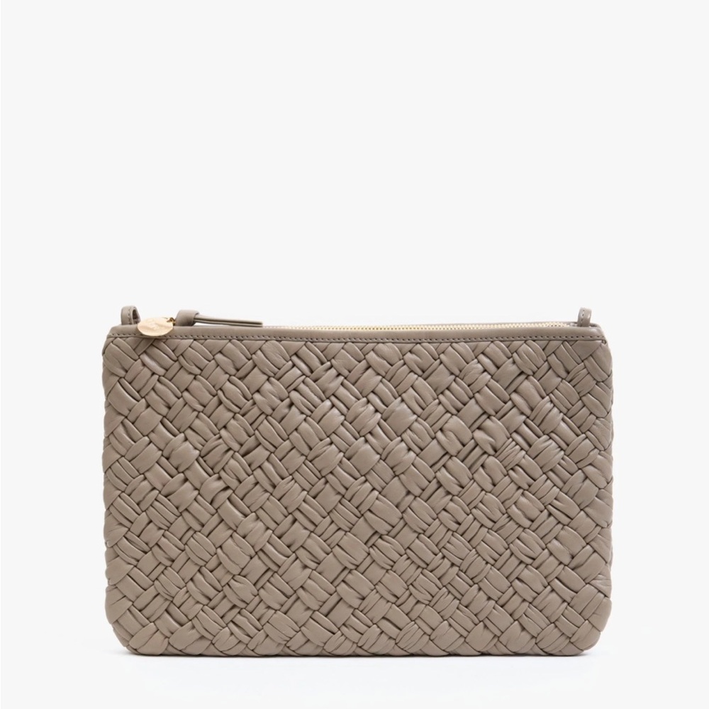 Elegant Dove Puffy Woven Clutch